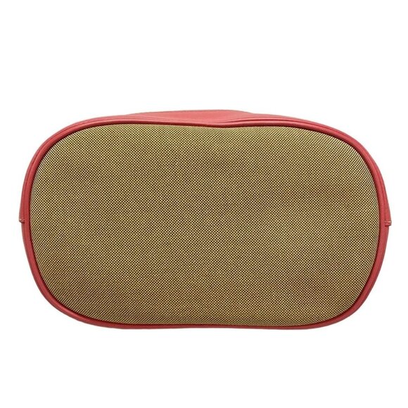 Auth PRADA Logo Jacquard Beige Pink Canvas Leather Shoulder Bag - Picture 6 of 16